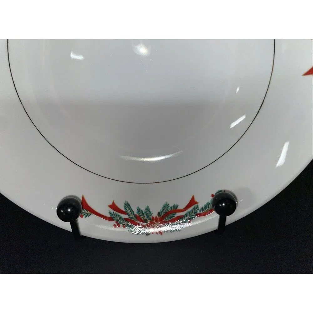 Tienshan Poinsettia & Ribbons Round Serving Bowl 9